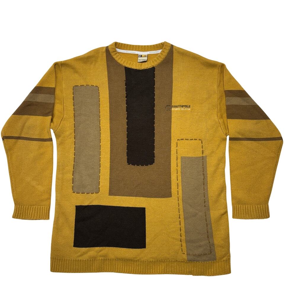 Vintage Southpole Sweater XL Made Korea 90s Y2K Patchwork Streetwear Hip Hop